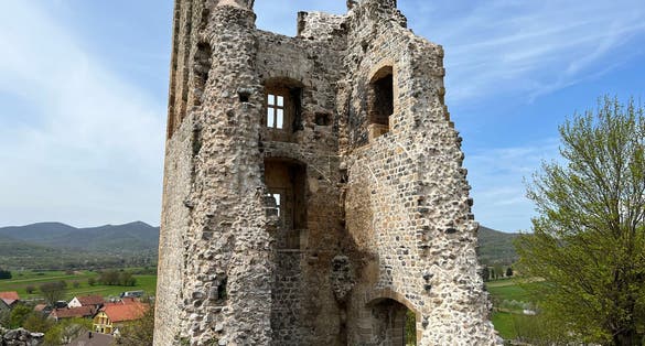 Remains of the fort Sokolac and Chapel of the Holy Trinity in Brinje, Croatia.