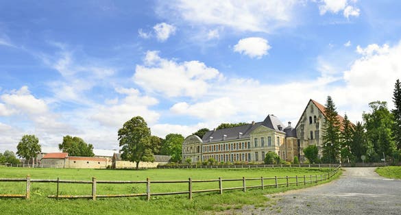 Abbaye de Vaucelles, France. The Cistercian Abbey of Vaucelles was founded in 1131. It is located about 13 kilometers south-west of Cambrai (Northern Department), in the valley of the Scheldt.