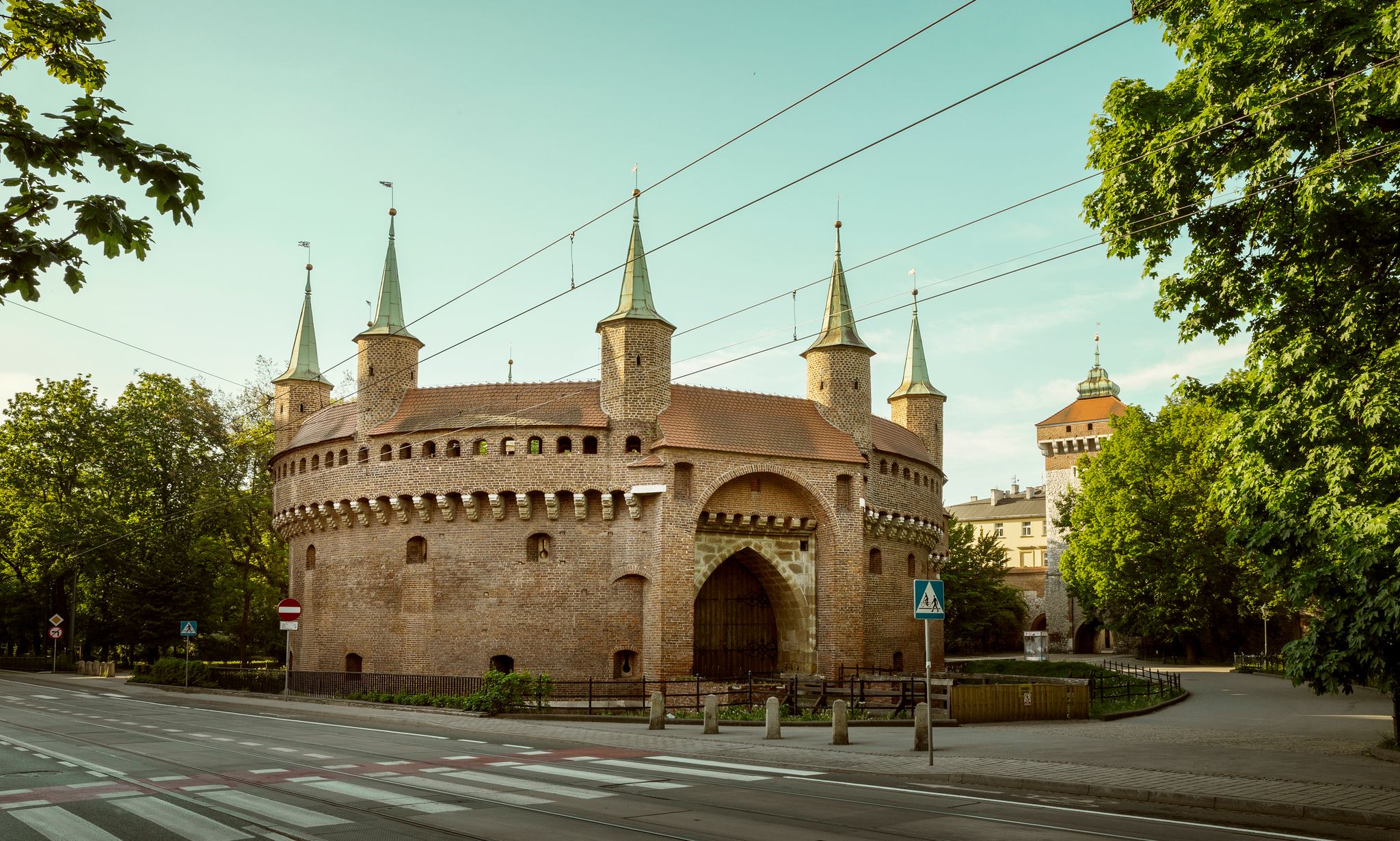 Barbican and St. Florian's Gate in Krakow city, Poland