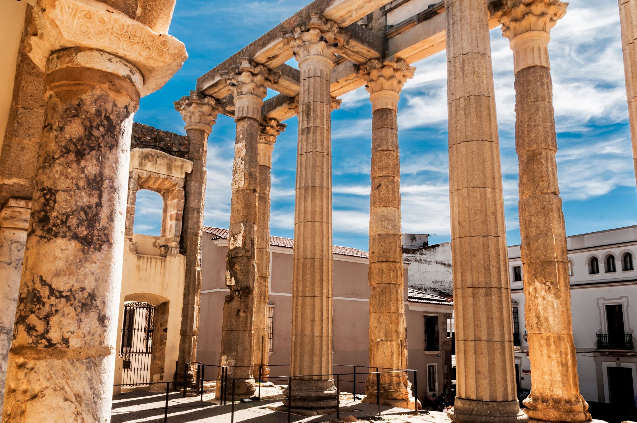 photo of view of Roman Temple of Diana, Merida, Spain.