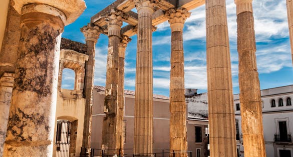 photo of view of Roman Temple of Diana, Merida, Spain.