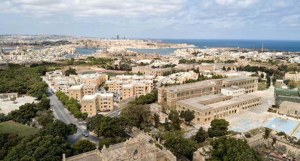 Aerial view of Notre Dame Gate in Malta