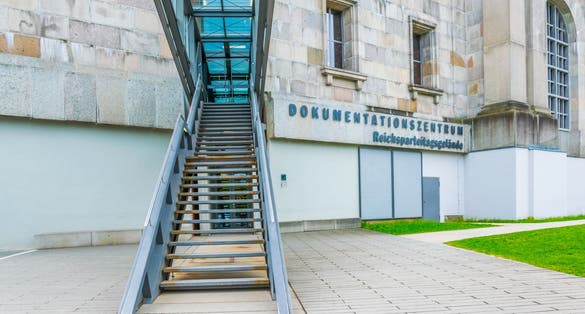Entrance to the documentation center of Reichsparteitagsgelände in Nurnberg, Germany