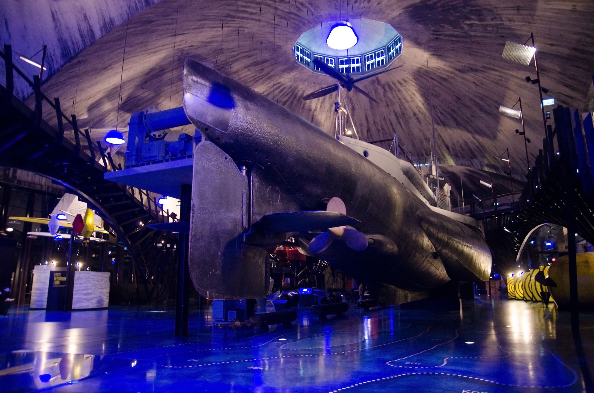 Photo of boats and submarine at Seaplane Harbour (Estonian Maritime Museum), Tallinn, Estonia.