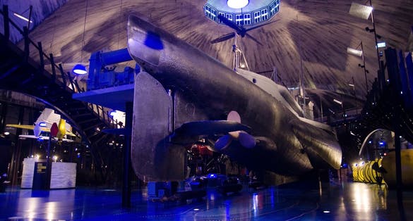 Photo of boats and submarine at Seaplane Harbour (Estonian Maritime Museum), Tallinn, Estonia.