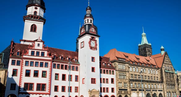 Photo of Old and New Town Hall in Chemnitz, Germany .