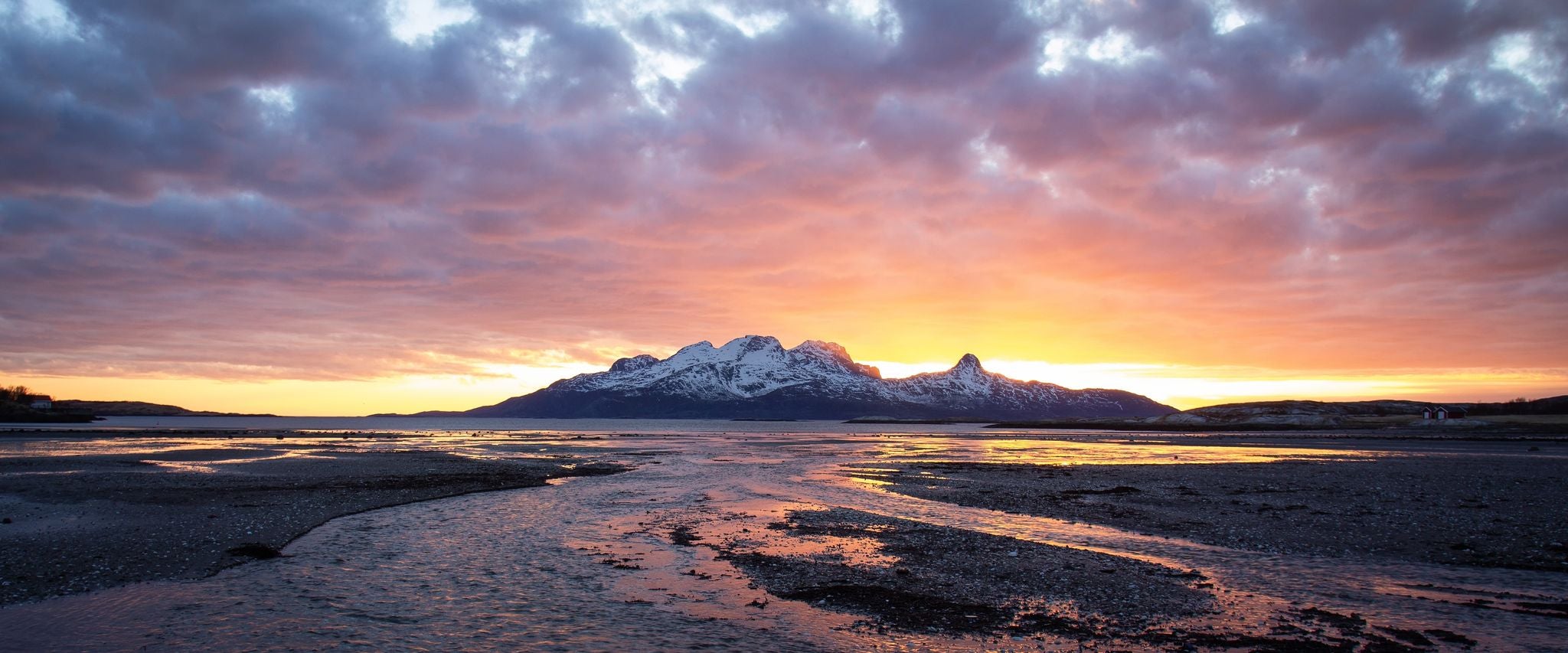 photo of view of Bodø arctic sunset scenery, Norway.