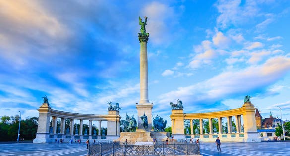 Millennium Monument on the Heroes' Square, Budapest, Hungary.