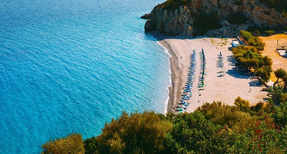 Photo of beautiful Tsabou beach on samos, Greece.