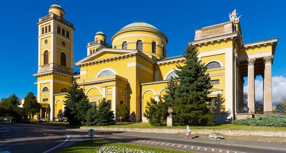 photo of view of Cathedral Basilica of St. John Apostle in Eger, Hungary.