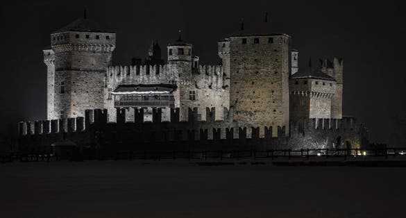 Fenis Castle at Night.