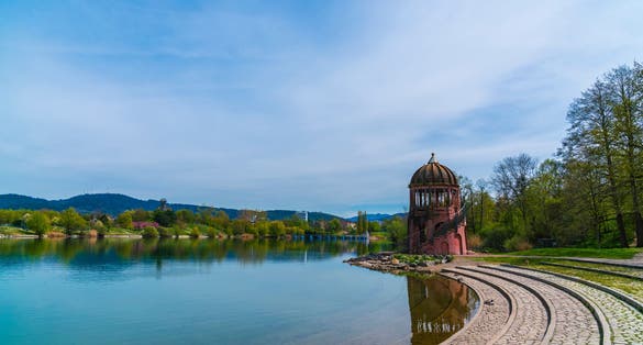 photo of Seepark grounds in Freiburg in summer in Germany.