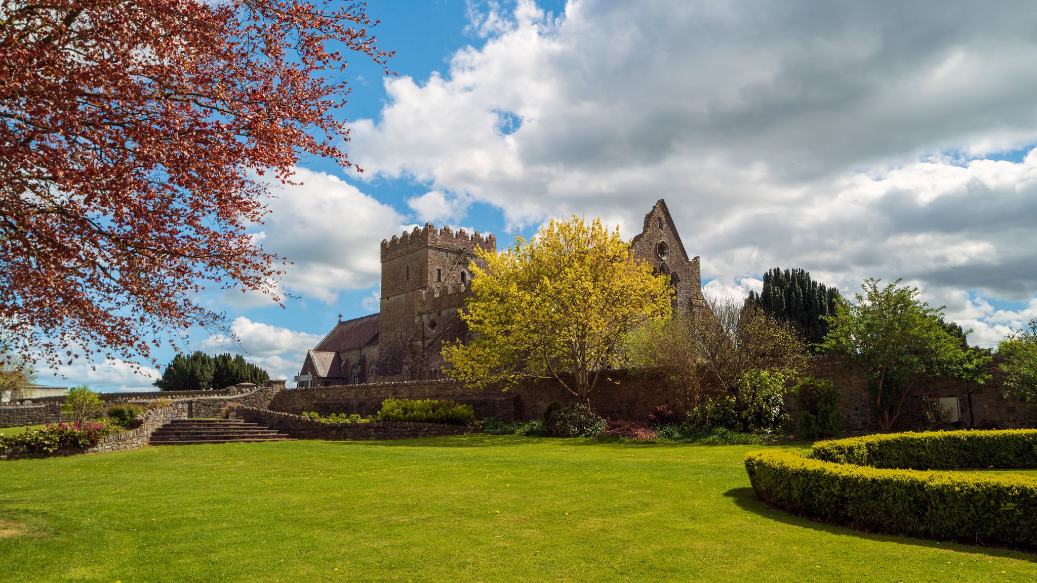 photo off view of St.Mary's Abbey situated in a beautiful side of the village of Gowran,County Kilkenny,Ireland.