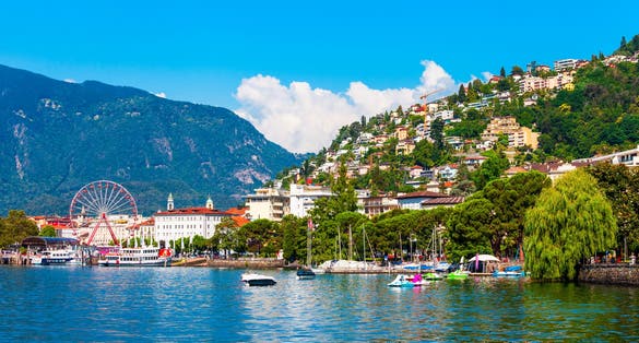 Photo of Locarno panoramic view. Locarno is a town located on the shore of Lake Maggiore in the Ticino canton in Switzerland.