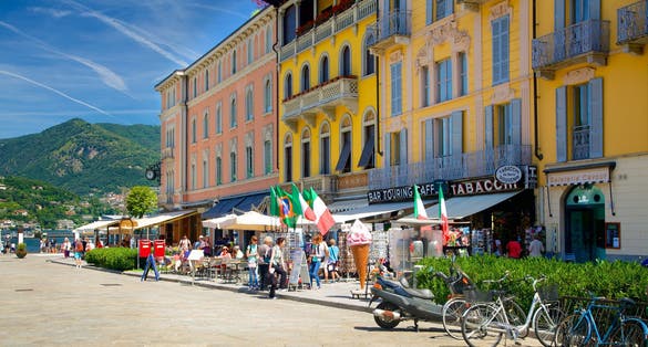 Piazza Cavour which includes outdoor eating and heritage architecture,como, Lake Como, Italy