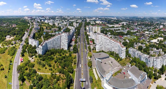 Panoramic view of Chisinau, the capital city of the Republic of Moldova.