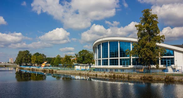 Swimming pool in Ceske Budejovice, South Bohemia.
