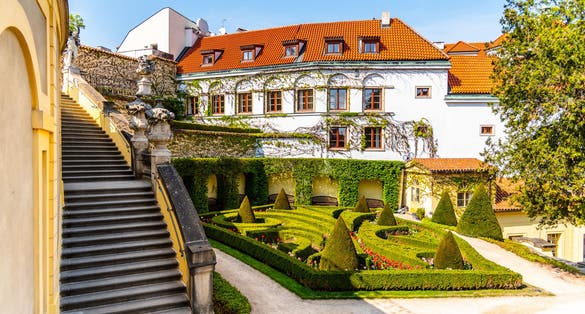 Photo of Vrtbovska garden beautiful baroque garden multiple terraced platforms, Lesser Town of Prague, Czech Republic.