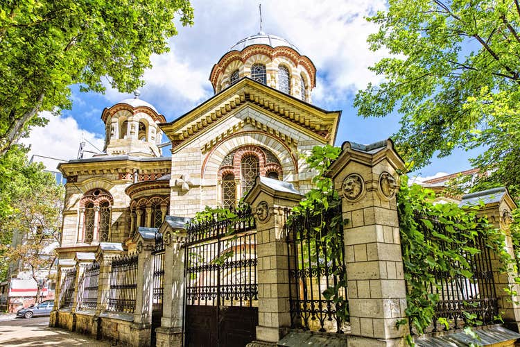 Saint Panteleimon church, parcalab street in the chisinau downtown, blue sky and clouds.