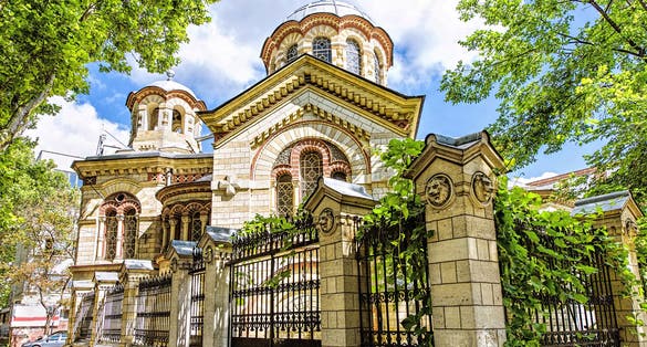 Saint Panteleimon church, parcalab street in the chisinau downtown, blue sky and clouds.