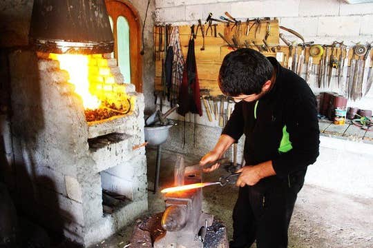 Private day tour with sword & wool making masterclasses + natural wine & lunch