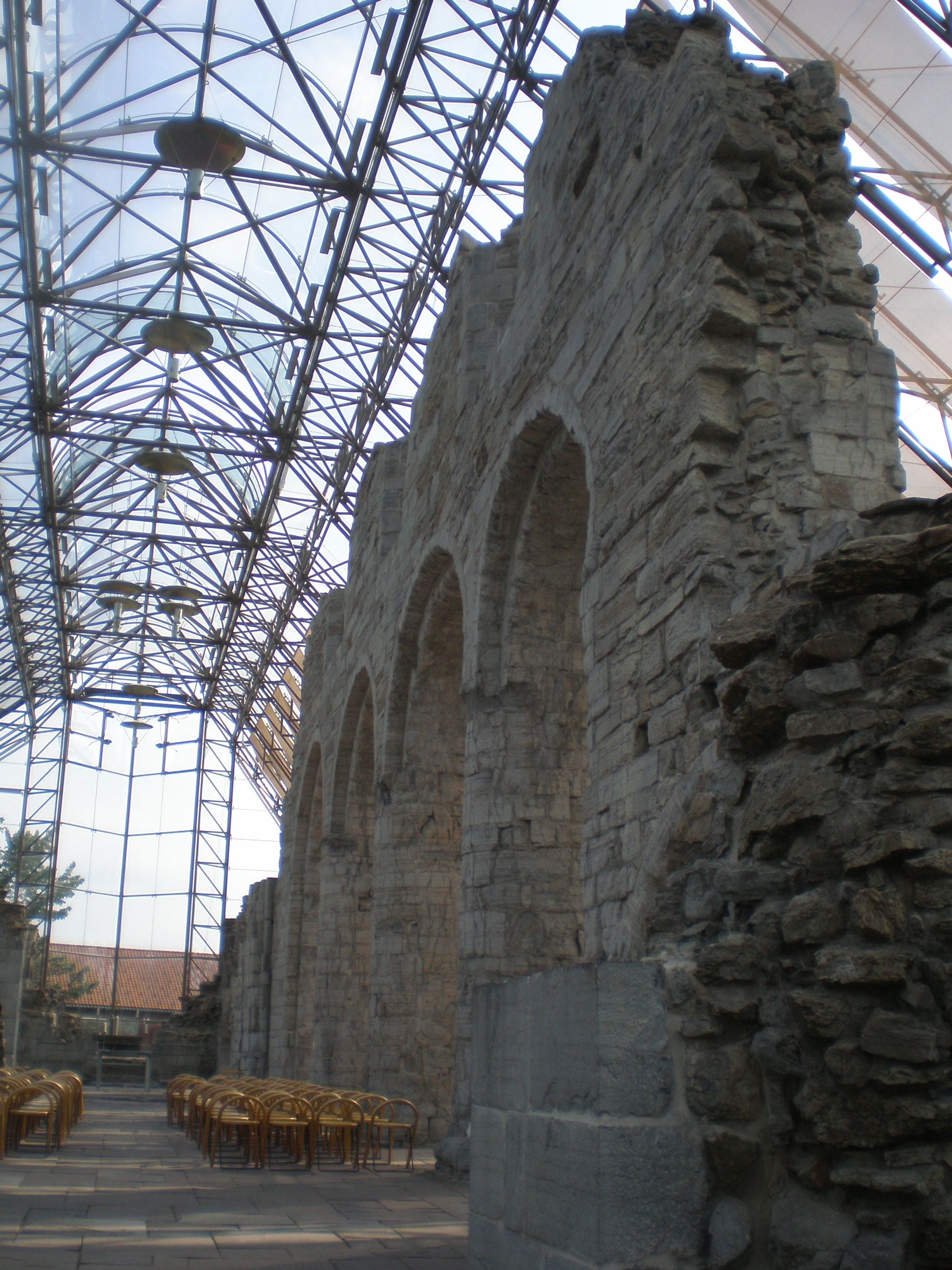 Cathedral Ruins in Hamar. The arches are today protected by one of the most ambitious construction projects. Norway.