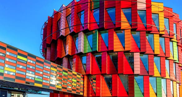 Colorful modern architecture of the Chalmers technical university, Gothenburg, Sweden.