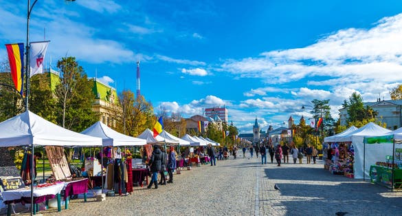 Central square in Iasi town, Moldavia, Romania