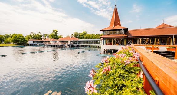 photo of  view of Lake Heviz in Hungary, near the lake Balaton. The largest thermal lake in the world available to bath. Discover the beauties of Hungary.