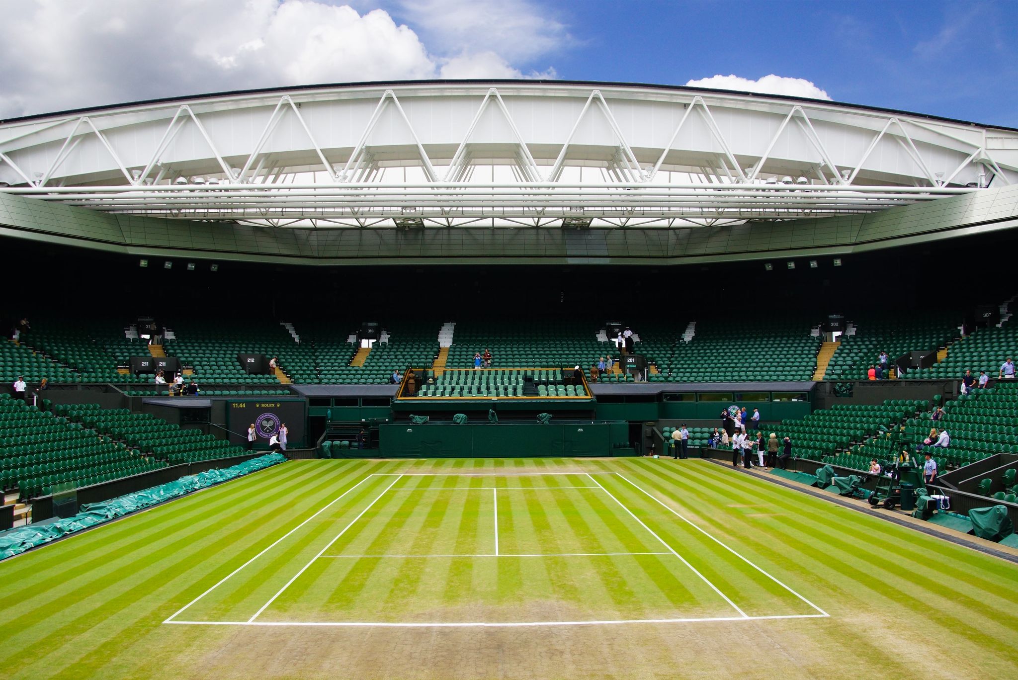 Center Court at Wimbledon Stadium prepared for tennis matches during the summer tournament..jpg