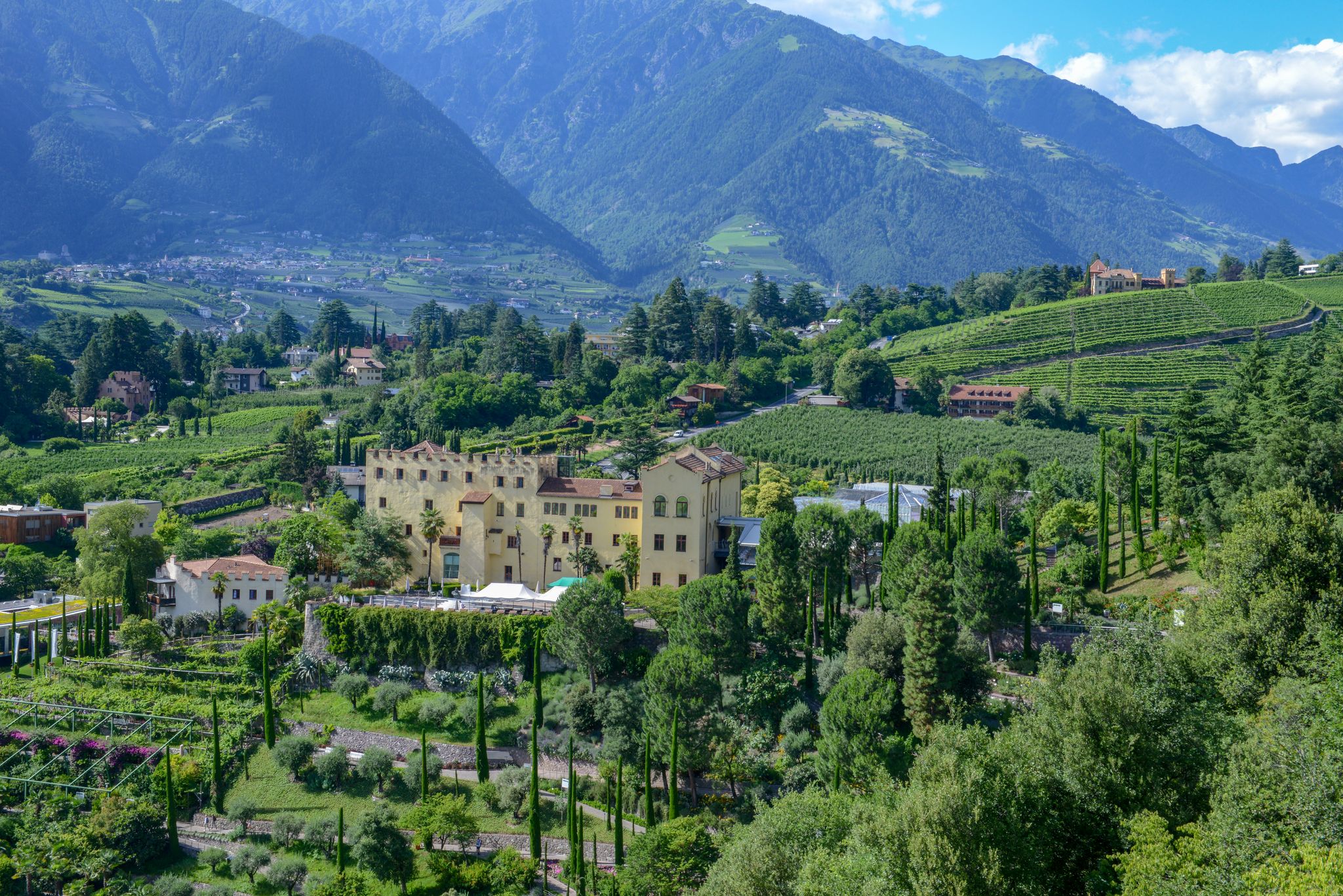 Botanic garden of Trauttmansdorff Castle at Meran on South Tyrol, Italy