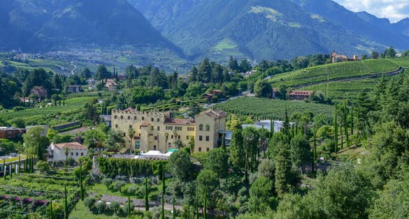 Botanic garden of Trauttmansdorff Castle at Meran on South Tyrol, Italy