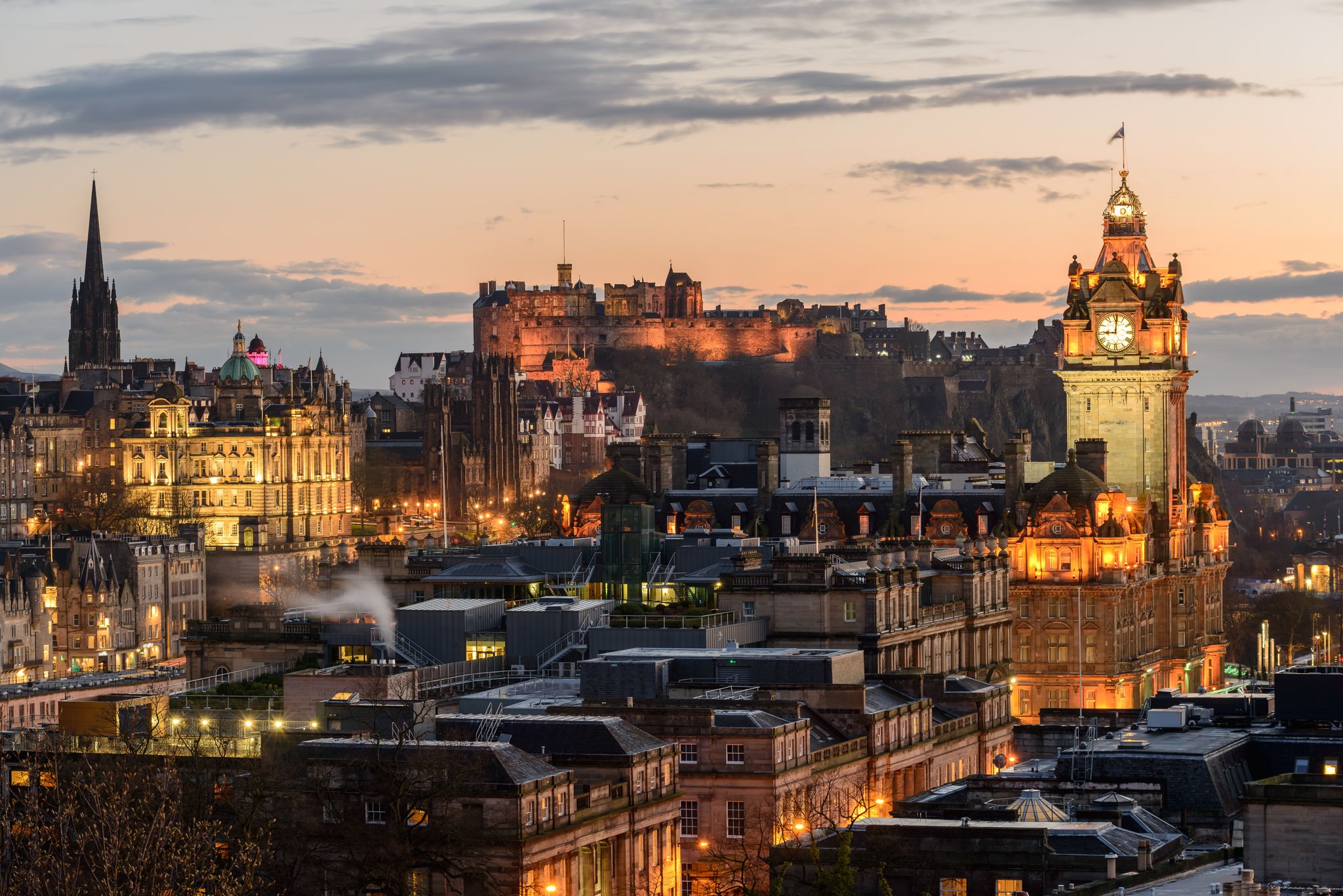 Edinburgh Castle and Princes Street at Sunset.jpg
