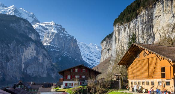 Photo of Beautiful view of the river and the house to Interlaken, Switzerland .