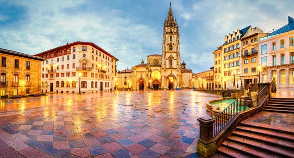 photo of view of The Cathedral of Oviedo, Spain, was founded by King Fruela I of Asturias in 781 AD and is located in the Alfonso II square.