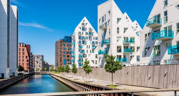 Modern Apartment Flats along Canal in Aarhus Denmark