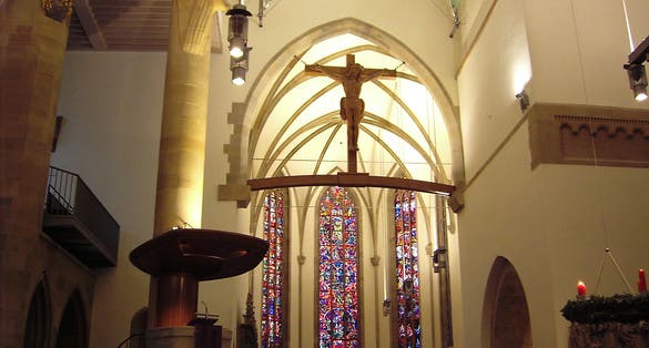 Stuttgart "Stiftskirche", interior view, view of the choir