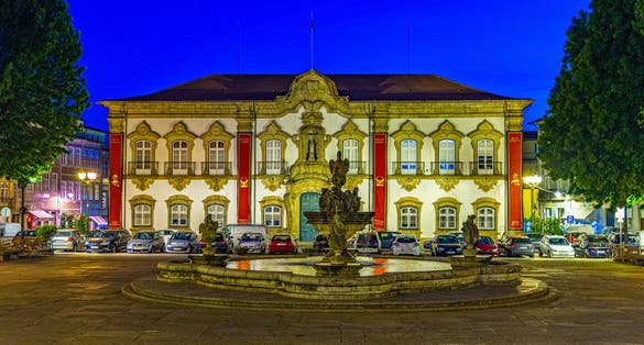 Town hall in the historical center of Braga, Portugal