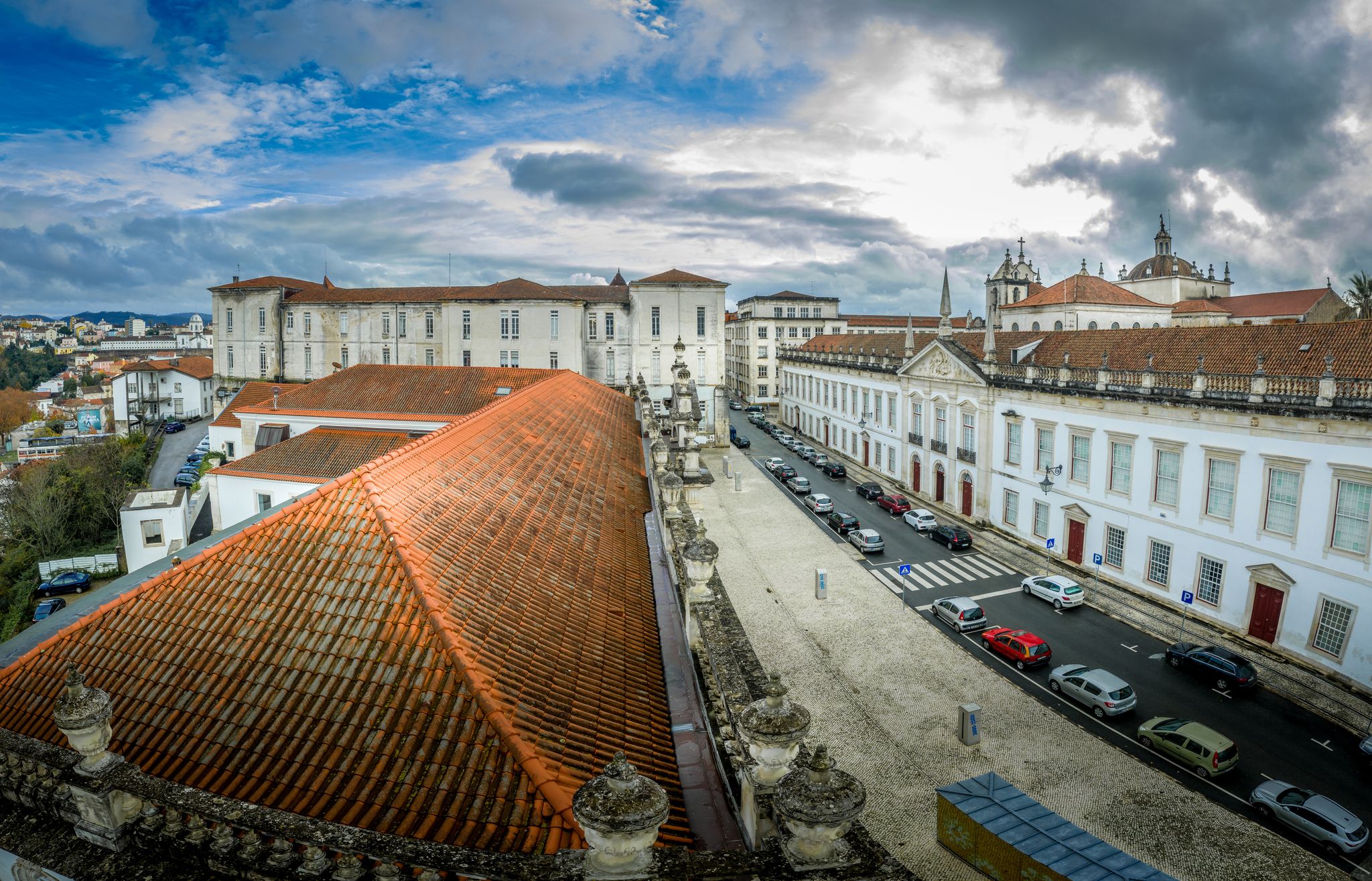 Aerial view of Coimbra University with the Science Museum and Jesus College