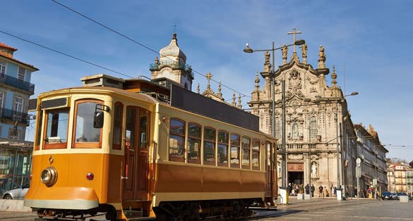 Photo of historical street tram in Porto, Portugal.
