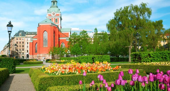 Photo of the King's garden (Kungstradgarden) in Stockholm, Sweden.