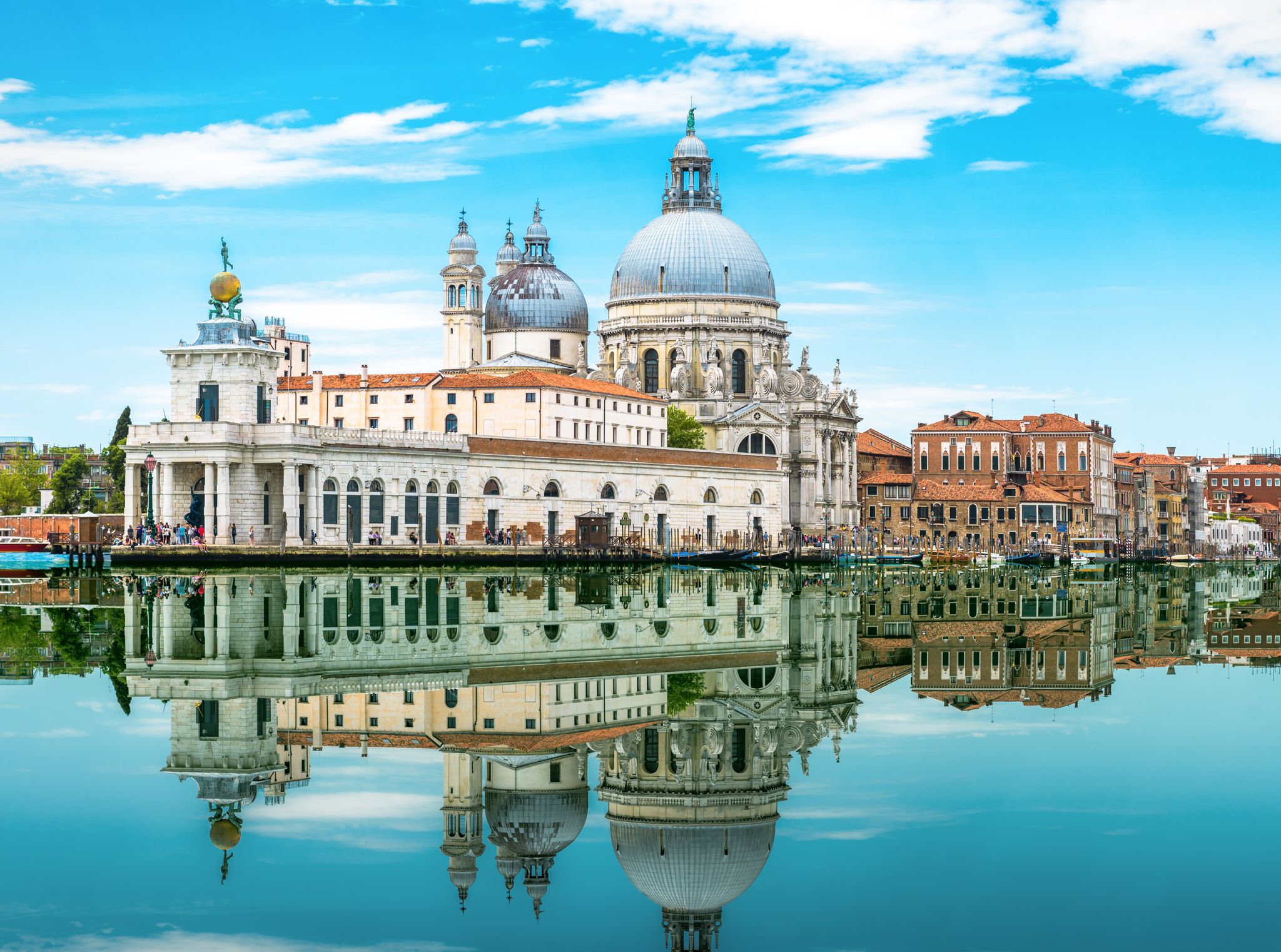 photo of Venice, Italy. Amazing view of Venice with mirror reflection in water. Panorama of old architecture of Venice at the Grand Canal. Beautiful summer scenery of the Venice city in summer.