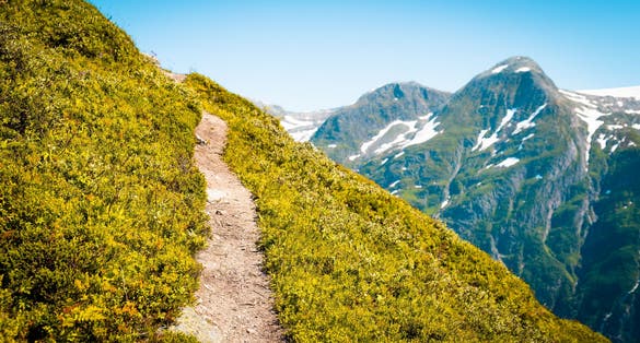 photo of view of Flatbrehytta by Jostedalsbreen in Sogndal, Norway.