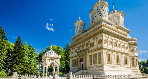 Photo of Curtea de Arges monastery, Romania. Curtea de Arges Monastery is known because of the legend of architect master Manole..