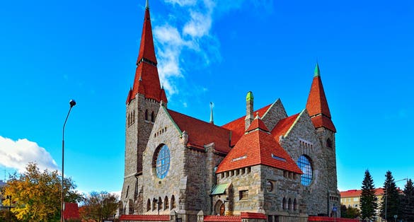 Medieval Tampere cathedral in Finland (Finnish Tampereen tuomiokirkko, Swedish Tammerfors domkyrka) is a church in Tampere, Finland. The cathedral was built between 1902 and 1907.
