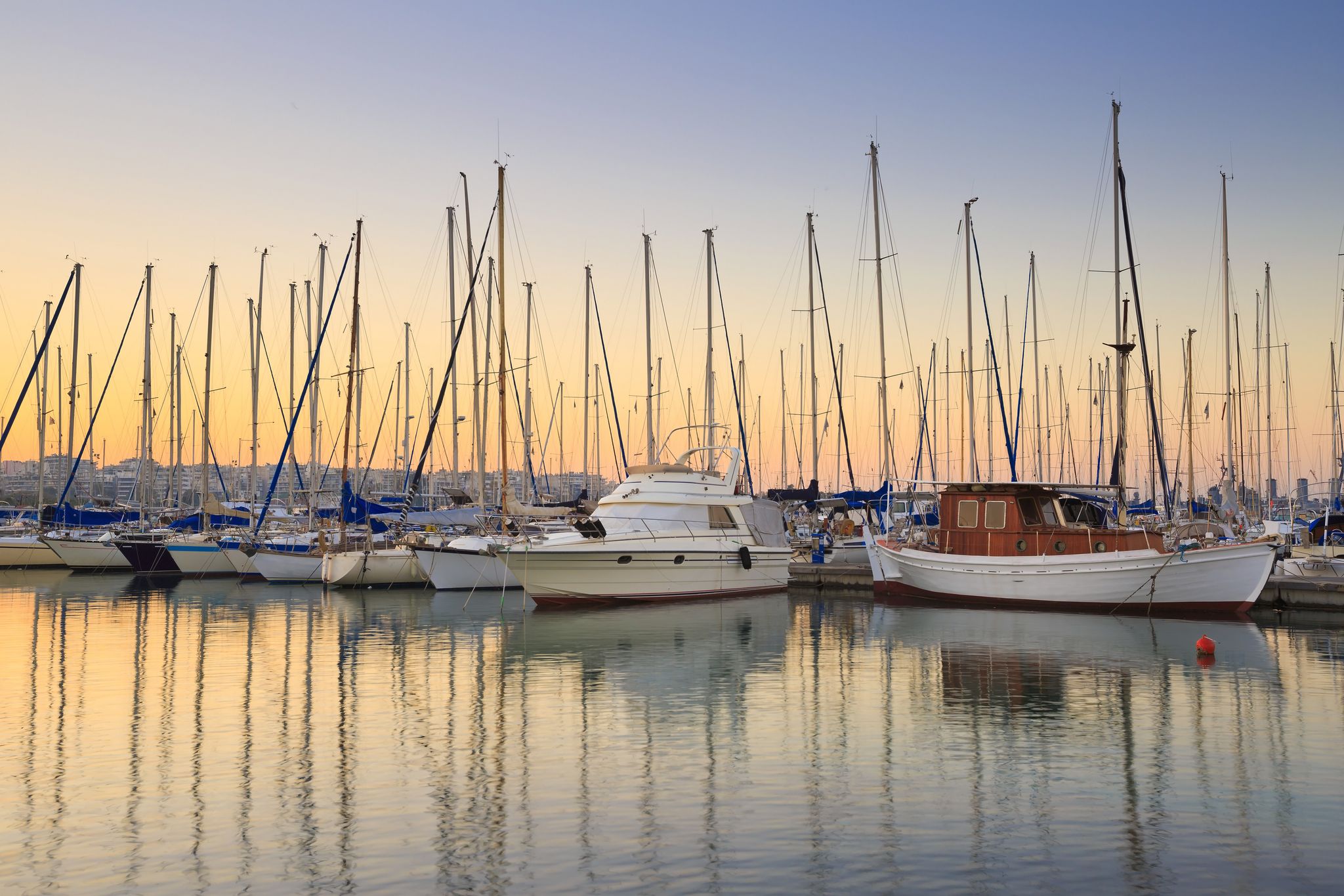 Photo of sail boats in Kallithea in Athens, Greece.