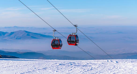 photo of two cable car on Mount Erciyes ski resort in Kayseri, Turkey.