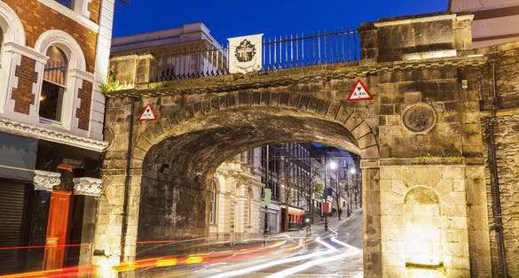 photo of view of Gate to old town in Derry. Derry, Northern Ireland, United Kingdom.