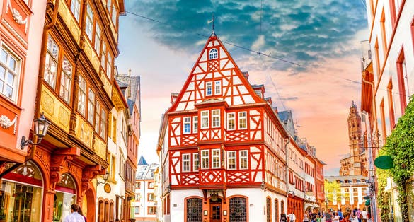 photo of view of Old city of Mainz, Germany.