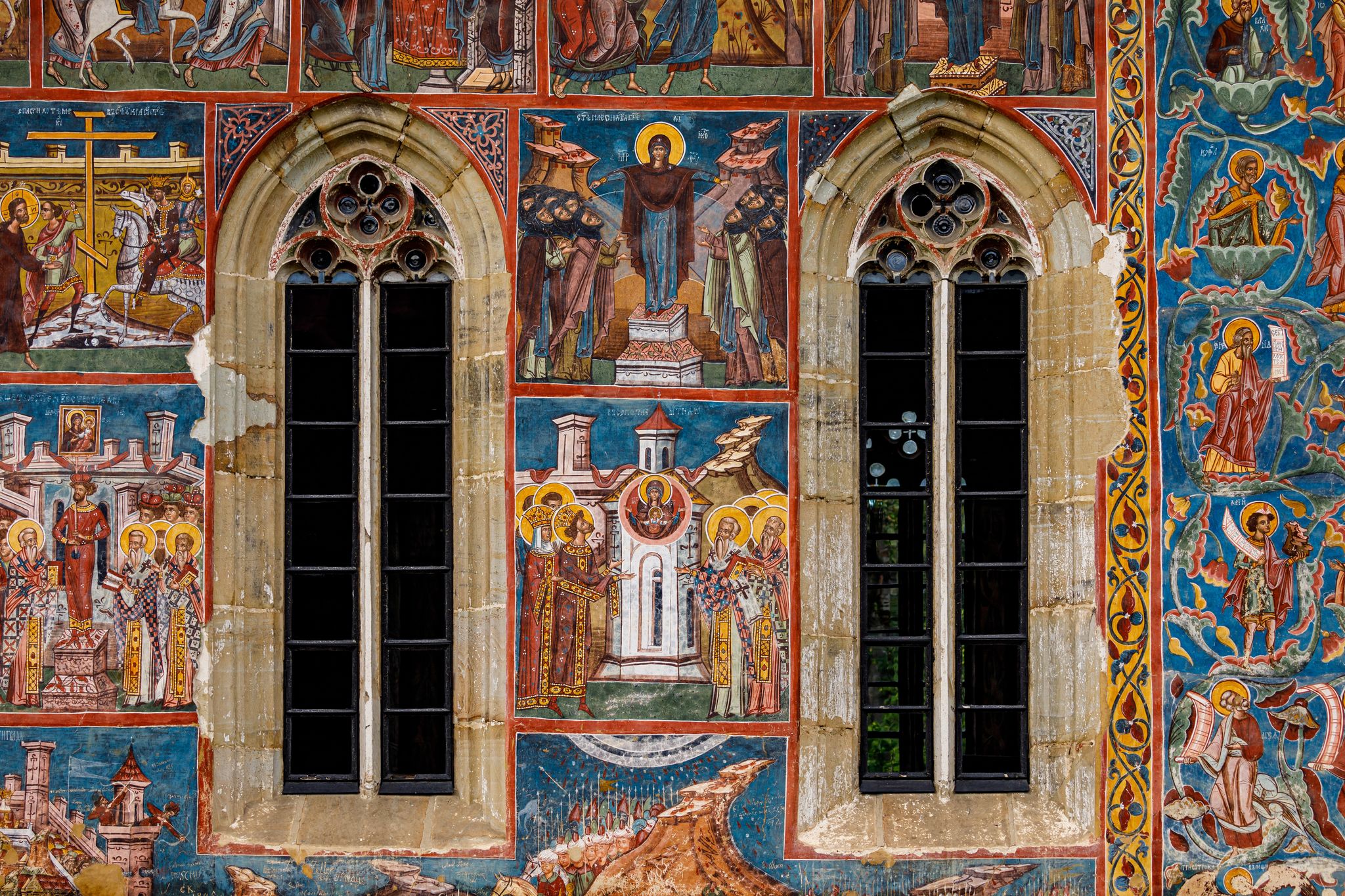 Photo of Paintings of the monastery of Humor in Romania.